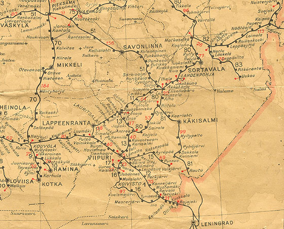 Kartassa merkittyn rautatiet ja Mikkelin ymprist